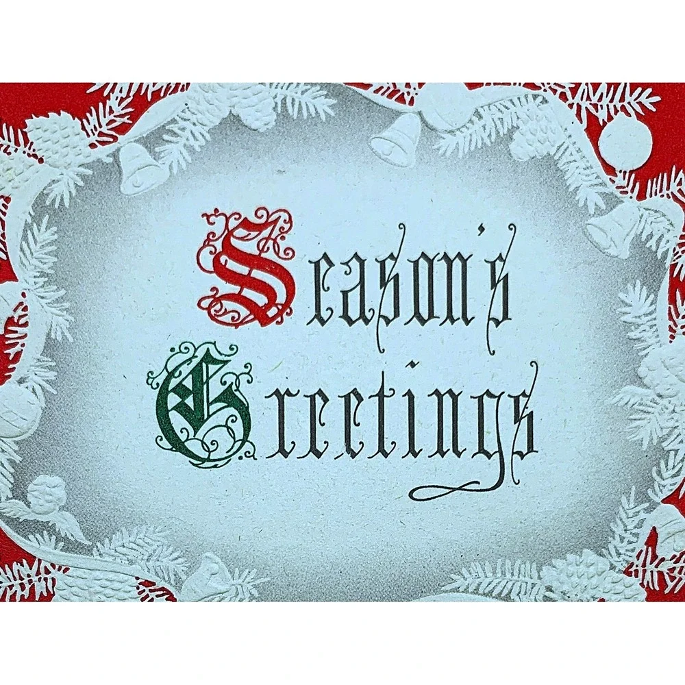 Vintage Season's Greetings Christmas Holiday Card Lot of 4-Unused-USA 1940s-50s
